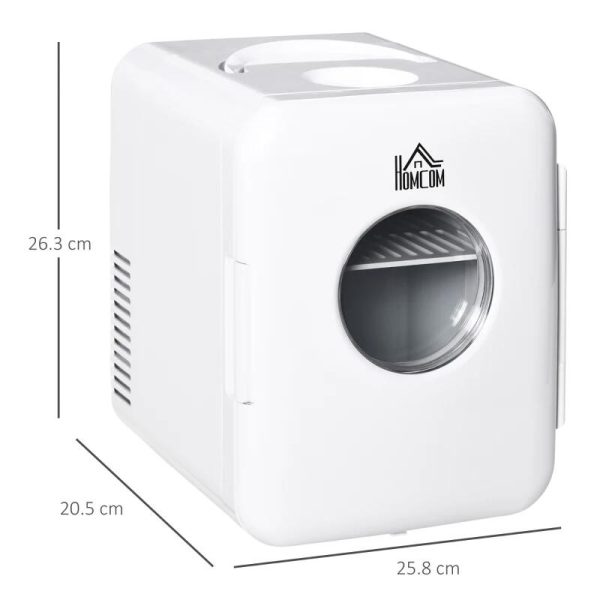 Frigider turistic, mini, 12V/220V, alb, 4 L, 25.8×20.5×26.3 cm