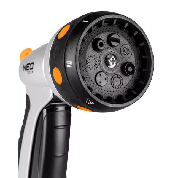 Furtun de gradina, NEO, cu pistol de stropit, carucior cu tambur, accesorii, 6 straturi, 1/2″, 50 m