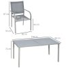 Set mobilier gradina/terasa, aluminiu, blat sticla, gri si argintiu, 1 masa, 6 scaune, Sway