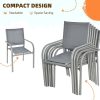 Set mobilier gradina/terasa, aluminiu, blat sticla, gri si argintiu, 1 masa, 6 scaune, Sway
