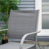 Set mobilier gradina/terasa, aluminiu, blat sticla, gri si argintiu, 1 masa, 6 scaune, Sway