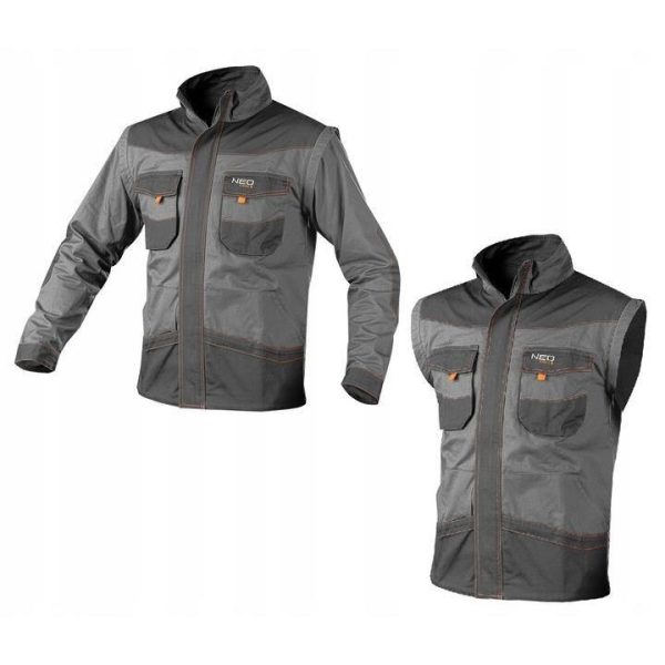 Geaca de lucru, convertibila in vesta, 2 in 1, maneci detasabile, bumbac, marimea XXXL/58, NEO