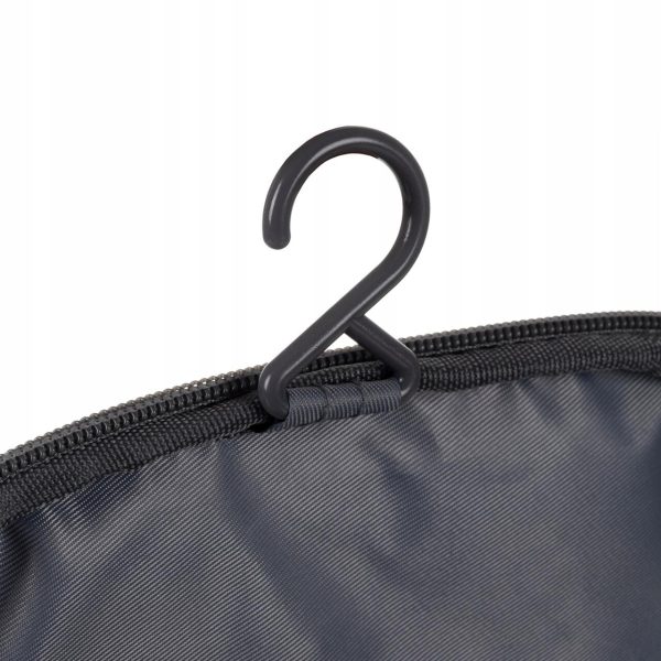 Geanta pentru cosmetice/accesorii baie, Soulima, impermeabila, cu agatatoare, gri, 24.5×13.5×21 cm