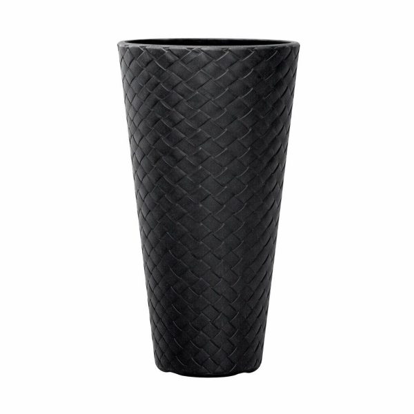 Set 2 ghivece de flori, Matuba Slim, rotunde, inalte, 30×55 cm, antracit, Prosperplast