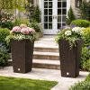 Set 2 ghivece de flori, Rato, imitatie ratan, inalte, 32.5×32.5×61 cm, maro, Prosperplast