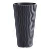Set 2 ghivece de flori, Sandy Slim, rotunde, inalte, 39×70.8 cm, antracit, Prosperplast