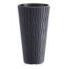 Set 2 ghivece de flori, Sandy Slim, rotunde, inalte, 29.7×53.1 cm, antracit, Prosperplast