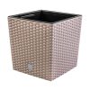 Set 2 ghivece de flori, Rato Low, imitatie ratan, patrate, 32x32x32.5 cm, cafeniu, Prosperplast
