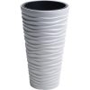 Set 2 ghivece de flori, Sand Slim, rotunde, inalte, 39×75 cm, alb, Prosperplast