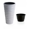 Set 2 ghivece de flori, Sand Slim, rotunde, inalte, 39×75 cm, alb, Prosperplast
