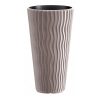 Set 2 ghivece de flori, Sandy Slim, rotunde, inalte, 39×70.8 cm, cafeniu, Prosperplast