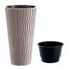 Set 2 ghivece de flori, Sandy Slim, rotunde, inalte, 39×70.8 cm, cafeniu, Prosperplast