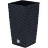 Set 2 ghivece de flori, Rato, imitatie ratan, inalte, 22.5×22.5×42 cm, negru, Prosperplast