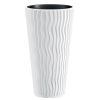 Set 2 ghivece de flori, Sandy Slim, rotunde, inalte, 29.7×53.1 cm, alb, Prosperplast