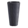 Set 2 ghivece de flori, Sandy Slim, rotunde, inalte, 34.9×62 cm, antracit, Prosperplast