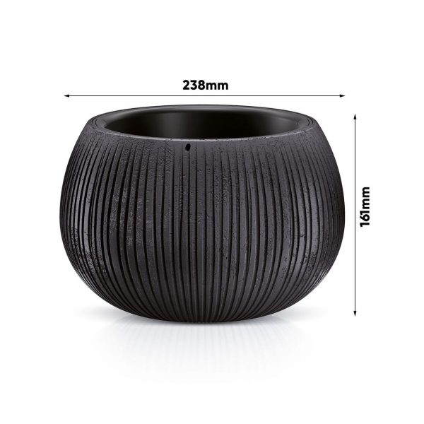 Ghiveci decorativ cu lant, Prosperplast, Beton Bowl, rotund, negru, 23.8×16.1 cm