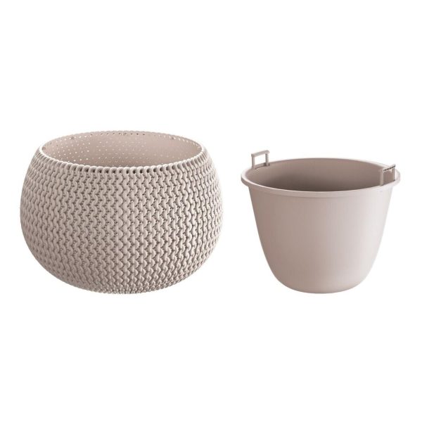 Ghiveci decorativ de flori, Prosperplast, Splofy, rotund, cafeniu, 23.9x16.1 cm