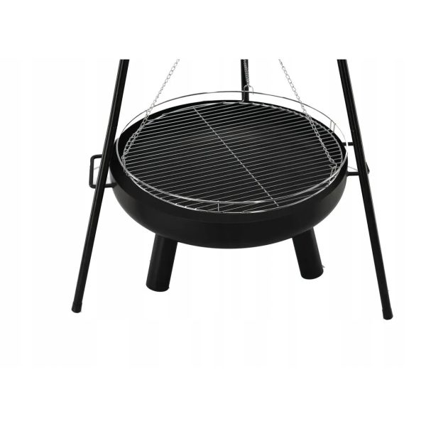 Gratar de gradina cu carbuni, grill rotund, trepied ajustabil, 64.5×64.5×150 cm, Chomik