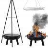 Gratar de gradina cu carbuni, grill rotund, trepied ajustabil, 64.5×64.5×150 cm, Chomik