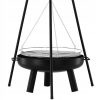 Gratar de gradina cu carbuni, grill rotund, trepied ajustabil, 64.5×64.5×150 cm, Chomik