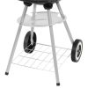 Gratar gradina cu carbuni, grill rotund, cu roti, capac, rafturi, 34.5 cm, 36×46.5×71 cm, Pluto
