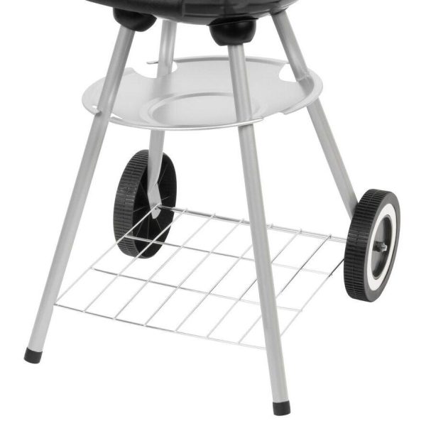 Gratar gradina cu carbuni, grill rotund, cu roti, capac, rafturi, 34.5 cm, 36×46.5×71 cm, Pluto