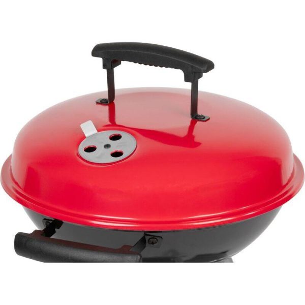 Gratar gradina cu carbuni, grill rotund, cu roti, capac, rafturi, 34.5 cm, 36×46.5×71 cm, Pluto