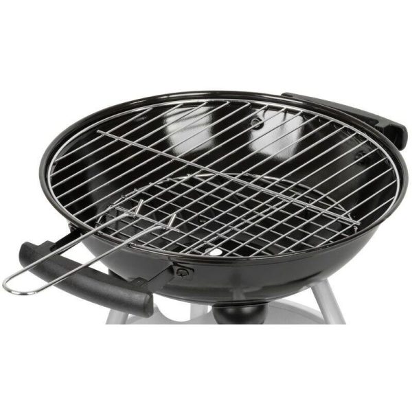 Gratar gradina cu carbuni, grill rotund, cu roti, capac, rafturi, 34.5 cm, 36×46.5×71 cm, Pluto