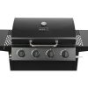 Gratar gradina, grill dreptunghiular, cu gaz, 4 arzatoare, cu roti, capac, rafturi, 116x50x100 cm, BBQ Malaga
