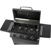 Gratar gradina, grill dreptunghiular, cu gaz, 4 arzatoare, cu roti, capac, rafturi, 116x50x100 cm, BBQ Malaga