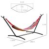 Hamac bumbac cu suport otel, husa, multicolor, dungi, 200×150 cm