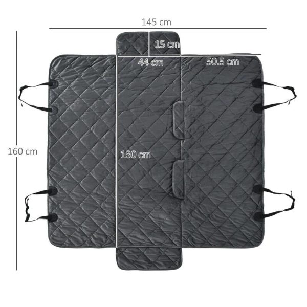 Husa bancheta auto pentru protectie si transport caini, catifea si bumbac, gri, 165×145 cm