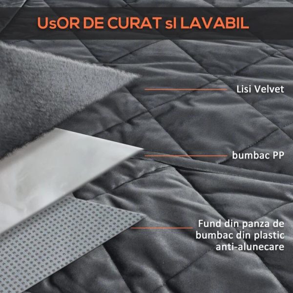 Husa bancheta auto pentru protectie si transport caini, catifea si bumbac, gri, 165×145 cm