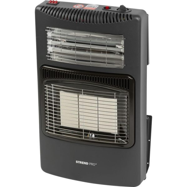 Incalzitor pe gaz, 2 in 1, ventilator electric, aprindere piezoelectrica, cu roti, furtun, regulator, 1.5-4.2 kW, 110-305 g/h, Strend Pro