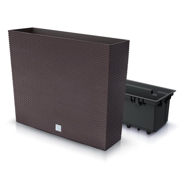 Set 2 jardiniere decorative, imitatie ratan, Rato Case, maro, 58x18x49.8 cm