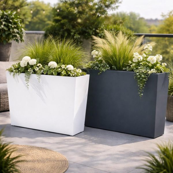 Set 2 jardiniere decorative, Urbi Case, alb, 58x18x49.8 cm