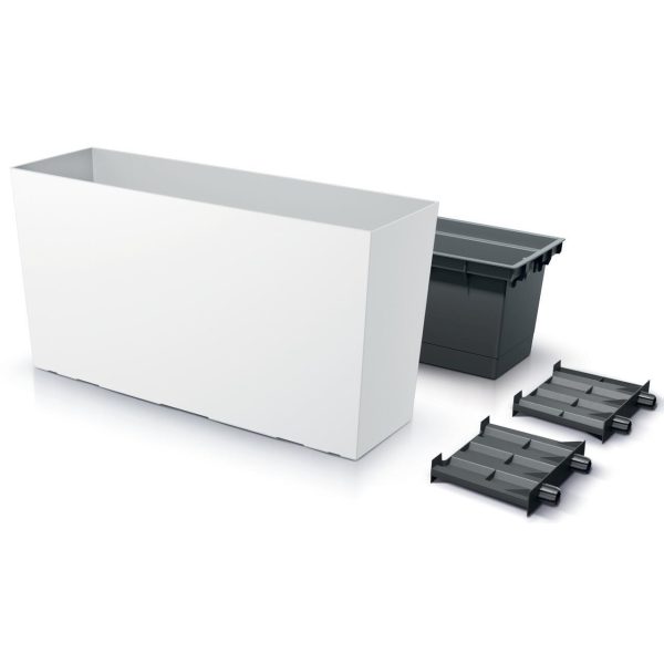 Set 2 jardiniere decorative, Urbi Case M, alb, 77x23.5x40.6 cm, 27 L