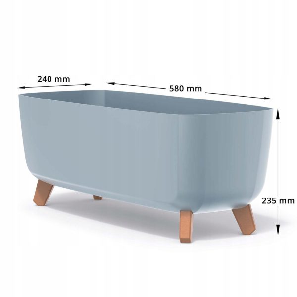 Jardiniera decorativa cu picioare, gri deschis, 58x24x23.5 cm, 18 L, Gracia