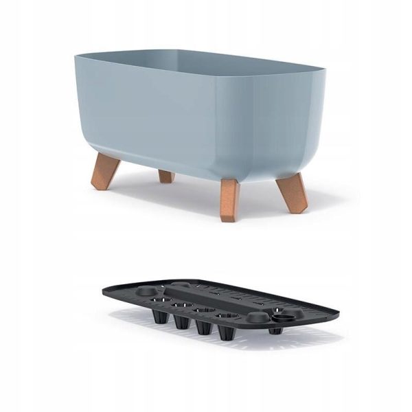 Jardiniera decorativa cu picioare, gri deschis, 58x24x23.5 cm, 18 L, Gracia