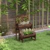 Jardiniera decorativa cu suport pentru plante cataratoare, lemn, 2 nivele, tip butoi, 49x42x80 cm