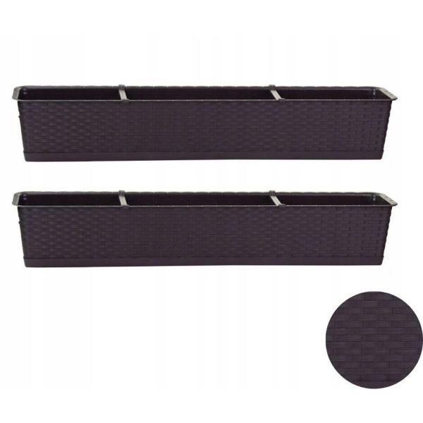 Set 2 jardiniere decorative, Ratolla Case P, maro, 68.5×17.3×15 cm