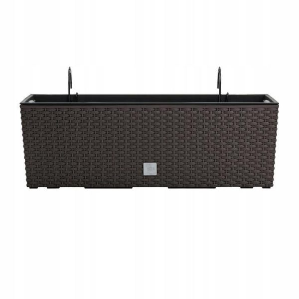 Set 2 jardiniere decorative, suport metalic, Rato Case W, maro, 58x18x19.5 cm