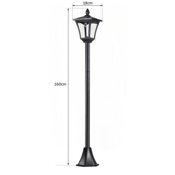 Lampa solara tip felinar pentru gradina, 1 LED, 18x18x160 cm
