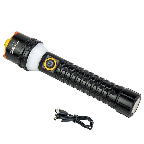 Lanterna aluminiu, cu acumulator, 6x1W LED + 8xSMD LED, USB-C, 1000 lm, 100 m, Richmann Exclusive