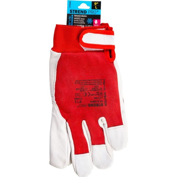 Manusi piele de capra, bumbac, imblanite, rosu si alb, marimea 10/XL, Strend Pro Marvic
