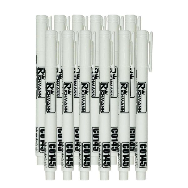 Marker permanent, 1 mm, alb, subtire, Richmann