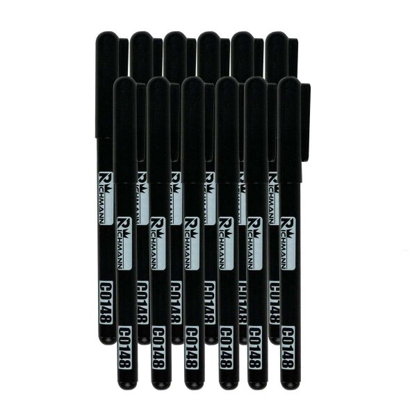 Marker permanent, 1 mm, negru, subtire, cu varf lung, Richmann