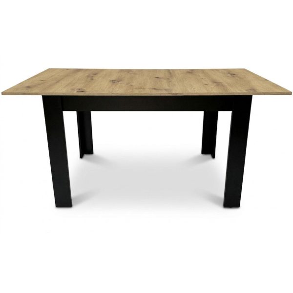 Masa pentru sufragerie/living, Artool, cu blat extensibil, pal, negru si stejar artizanal, 120-160x80x75 cm