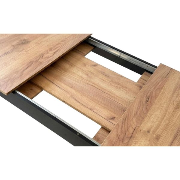 Masa pentru sufragerie/living, Artool, cu blat extensibil, pal, negru si craft, 120-160x80x75 cm