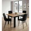 Masa pentru sufragerie/living, Artool, cu blat extensibil, pal, negru si craft, 120-160x80x75 cm